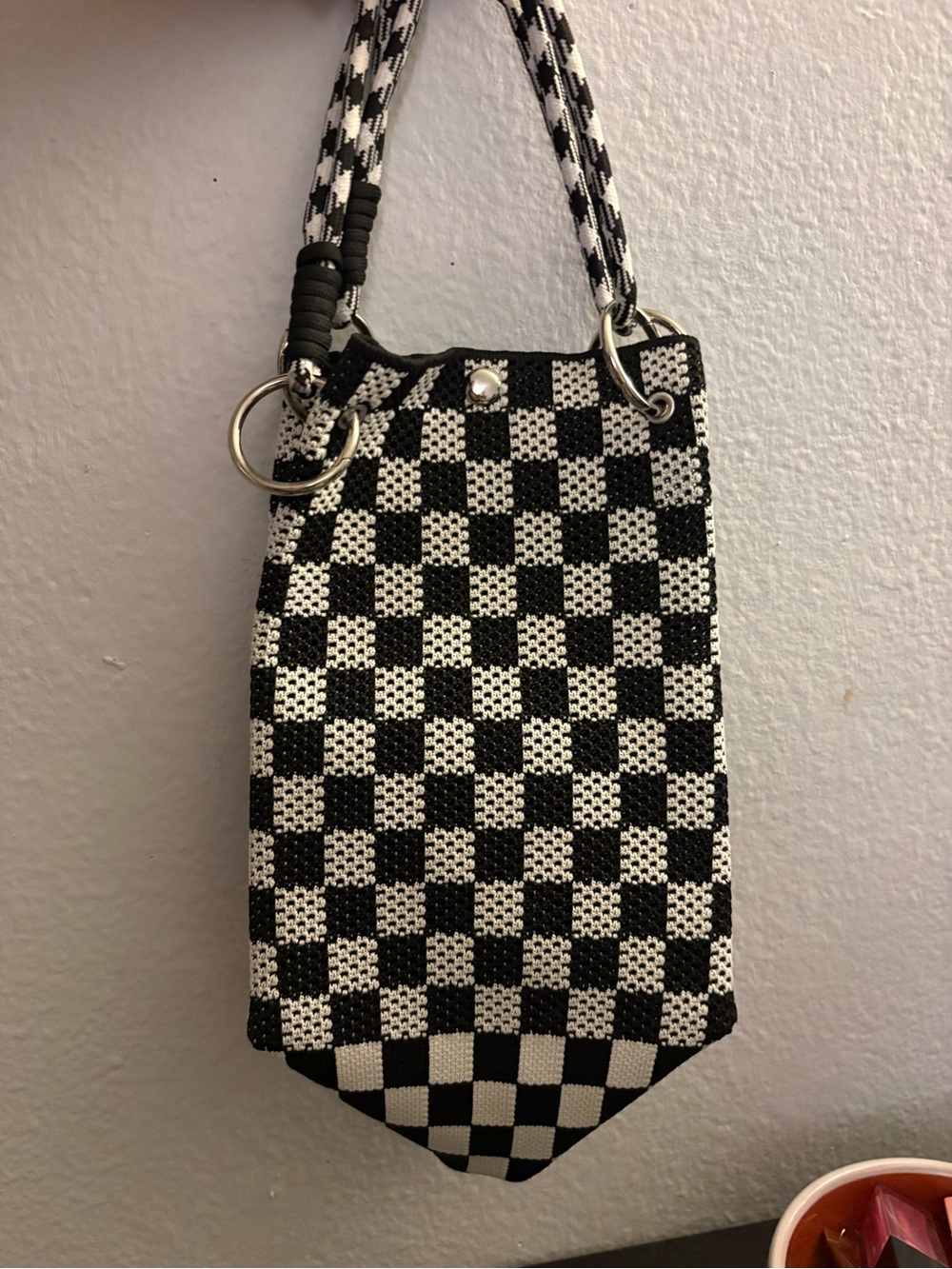 Black and White Checkered Crossbody Bag